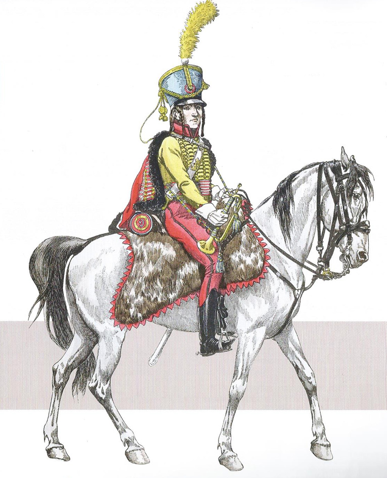 Trompette monté du 9ème Régiment de Hussards vers 1809. H9m110