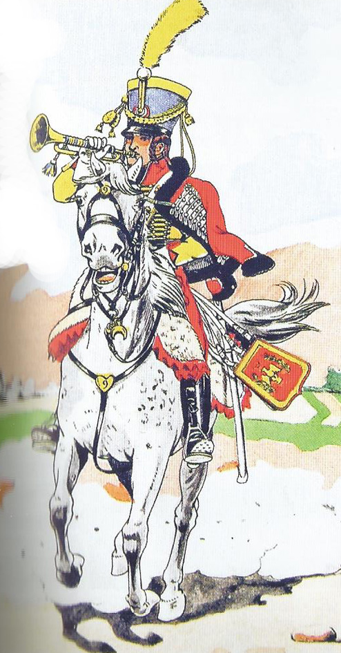 Trompette monté du 9ème Régiment de Hussards vers 1809. H9m210