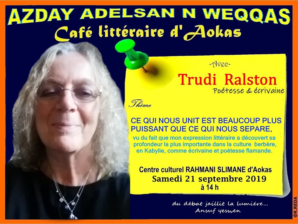 Trudi Ralston, écrivaine et poétesse américaine à Aokas le samedi 21 septembre 2019 1104