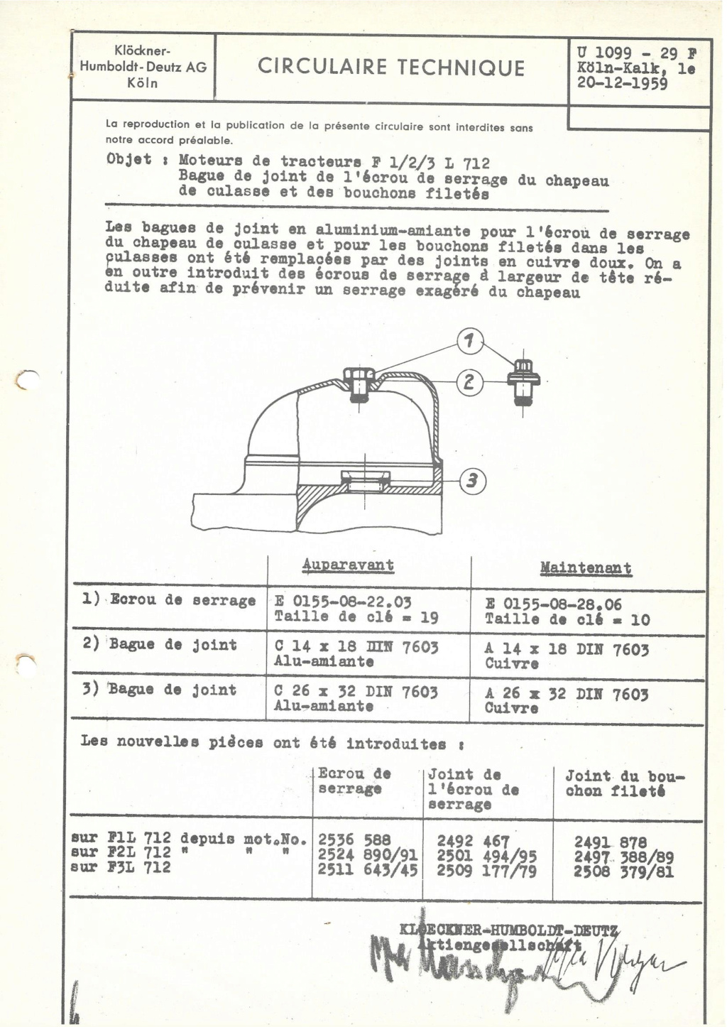 Moteurs F1-3L712 - Joint d'écrou des cache-culbuteurs Moteur12