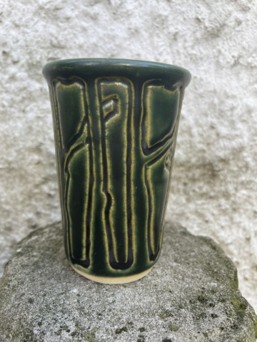 Arts and Crafts Style Cup Incised Forest  Pitten or Jitten 22bc4310