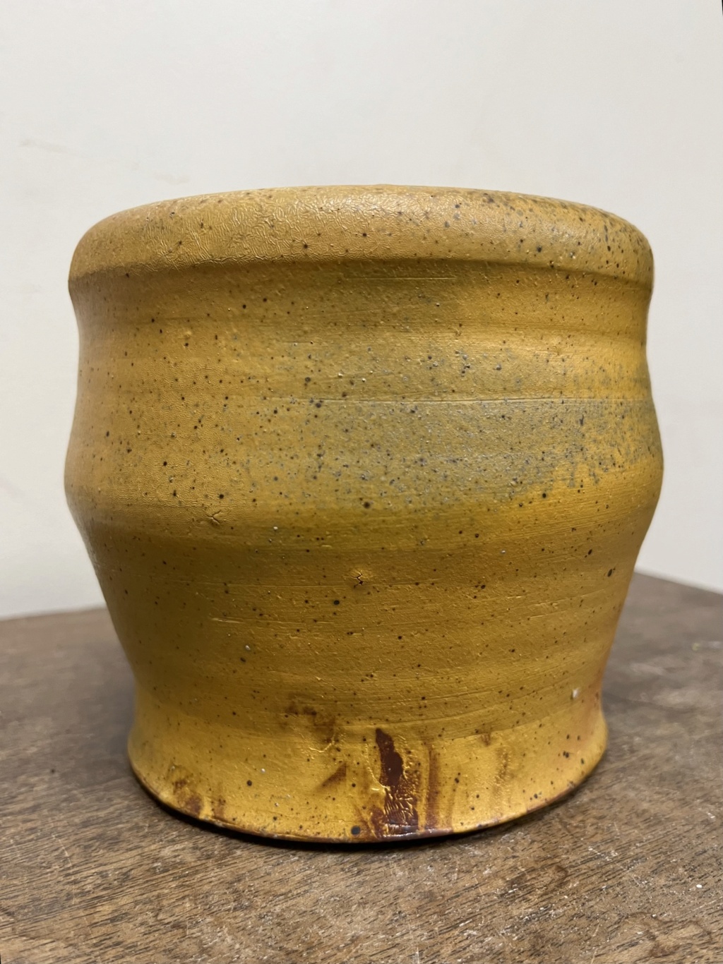 Help IDing Unusual  Wide Rim Matte Yellow Glaze Vase Img_7110