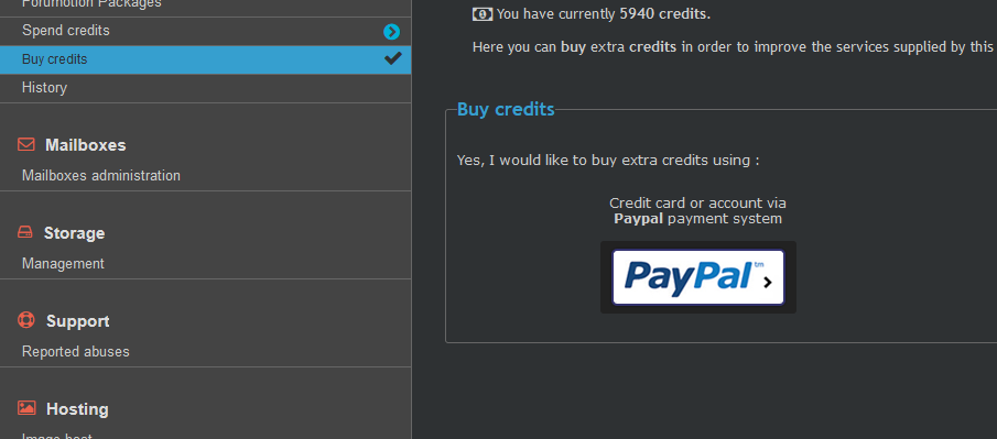 Error message when trying to purchase credits via paypal Screen10