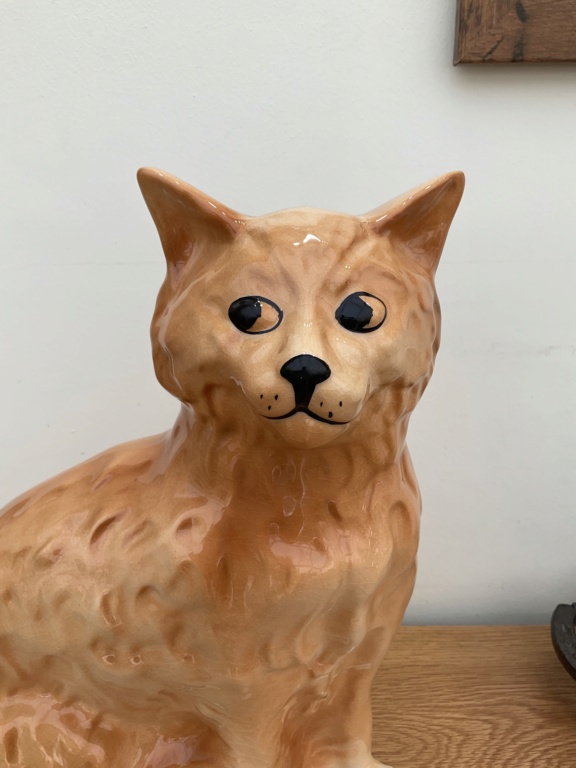 Large Ginger fireside pottery cats-  maker? 74b82f10
