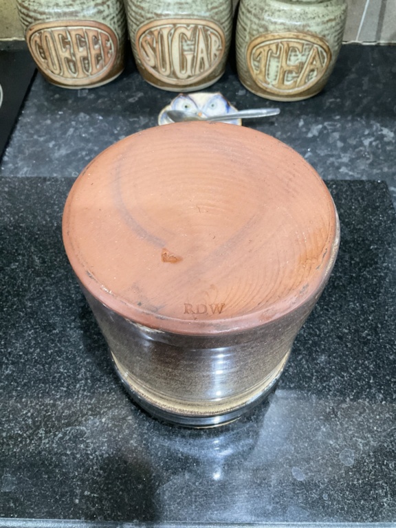 Brown glazed Storage jar impressed RDW mark 76598d10