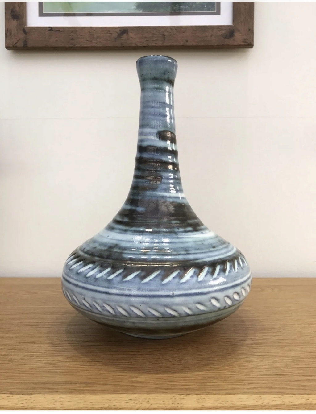 Mid-Century Blue Bottle Vase Img_0010