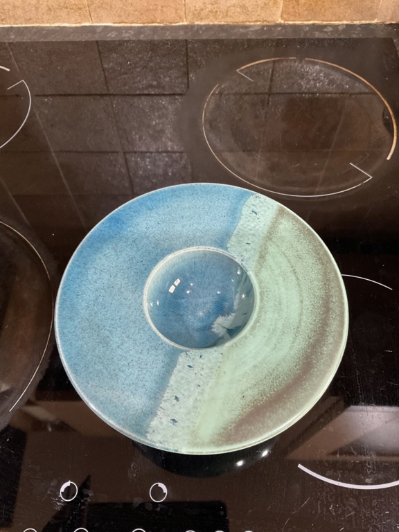 Blue ceramic candle holder - impressed pipe mark - Darrel Sherlock  Img_0111