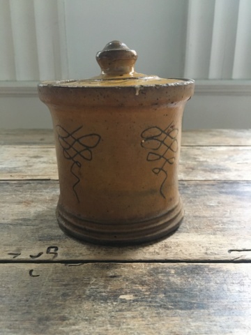 Sgraffito mottoware slipware Rural Lidded Jar 1882  1cba1b10