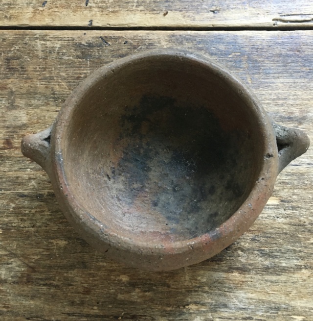 Off piste Earthenware/Terracotta bowl with unusual pinched lug handles.  22580510