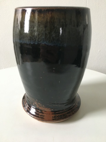 Dark Brown Tenmoku Glazed Vase - impressed MFC mark  415e1710