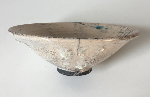 Small raku vase. Black clay, W mark to ID A7907710