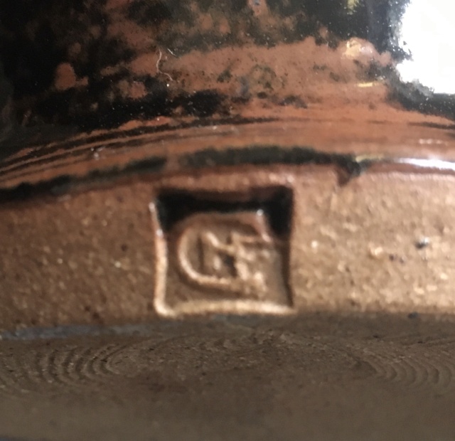 Dark Brown Tenmoku Glazed Vase - impressed MFC mark  D69c3c10