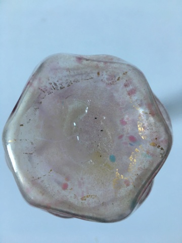 Light pink handblown vase with gilt decoration. Unusual dimpled body Fbb3b110