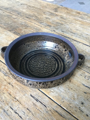 Stoneware Handled Bowl - Impressed Mark to Base - Eric Stockl  Img_2319