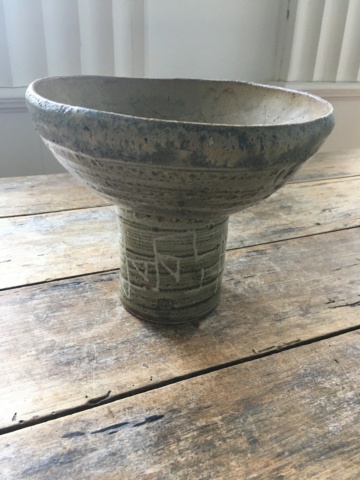 Modernist High Footed Bowl with Heiroglyphic/ Symbolic Decoration to ID Img_2511