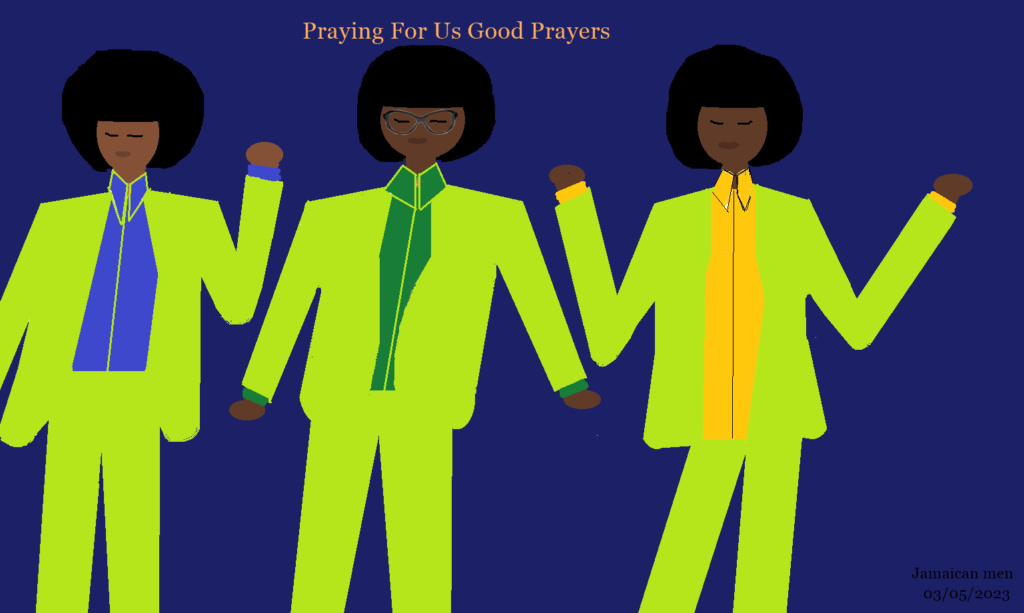 Jamaican young men praying in dapper suits Jama1044