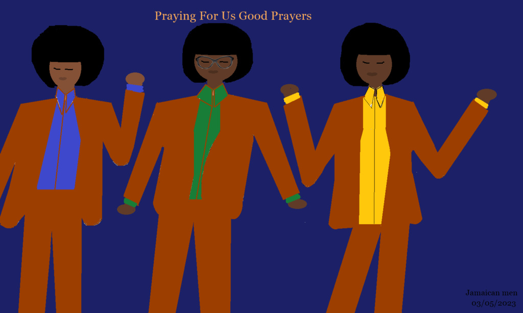 Jamaican young men praying in dapper suits Jama1046