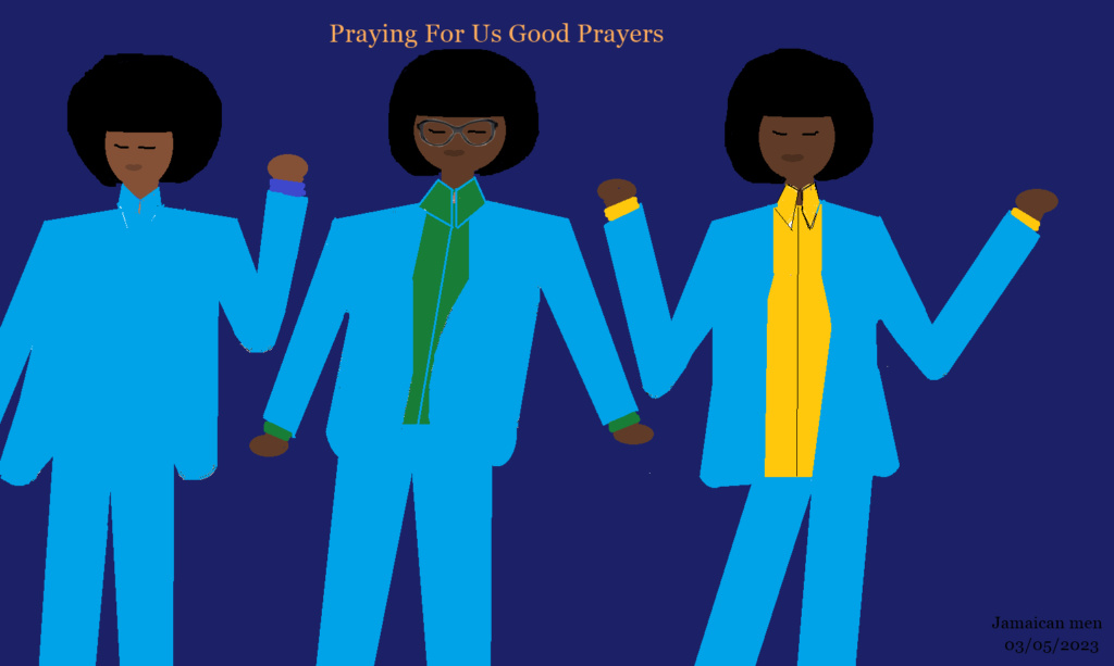Jamaican young men praying in dapper suits Jama1048