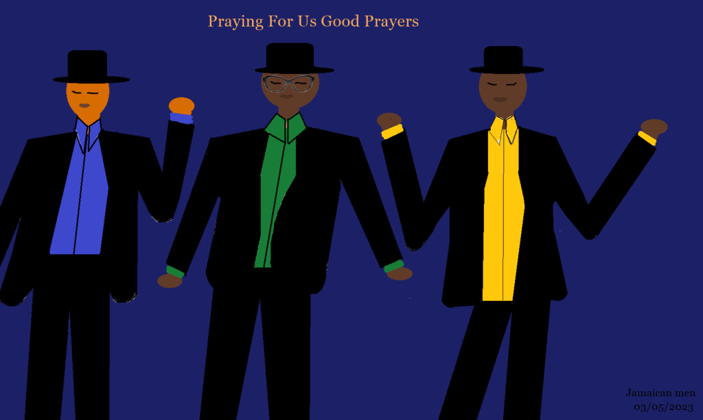 Jamaican young men praying in dapper suits Jama1049