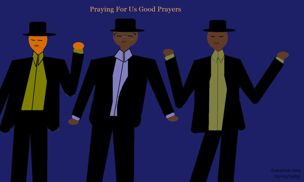 Jamaican young men praying in dapper suits Jama1051