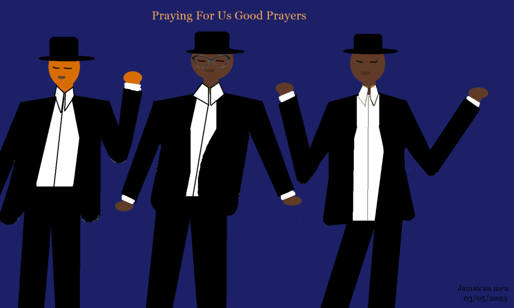 Jamaican young men praying in dapper suits Jama1053