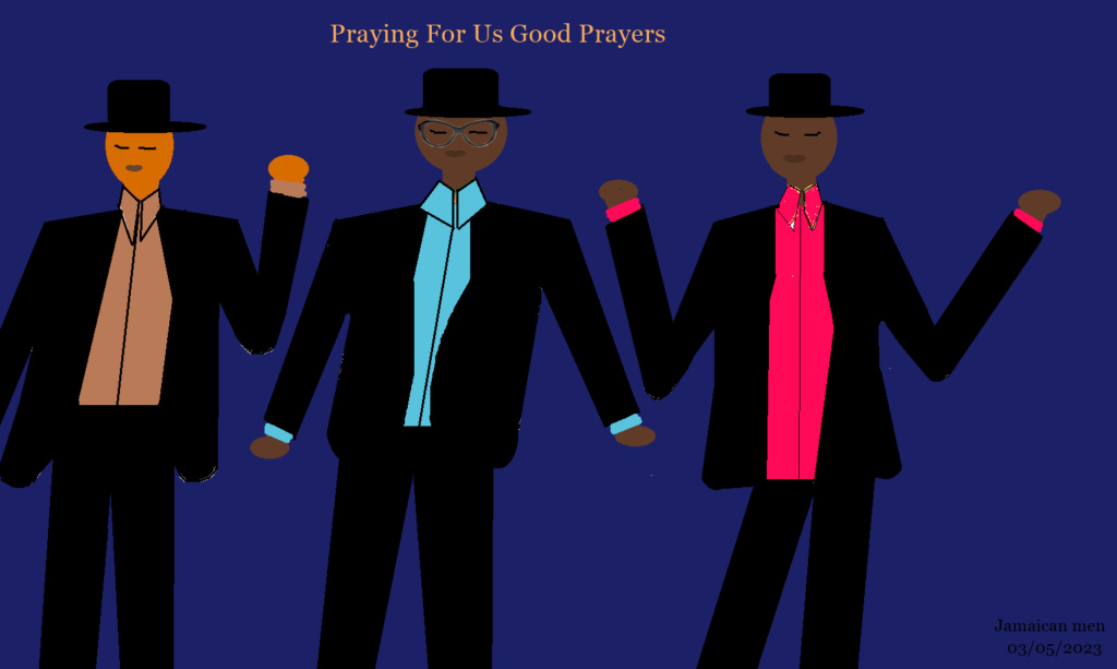 Jamaican young men praying in dapper suits Jama1054
