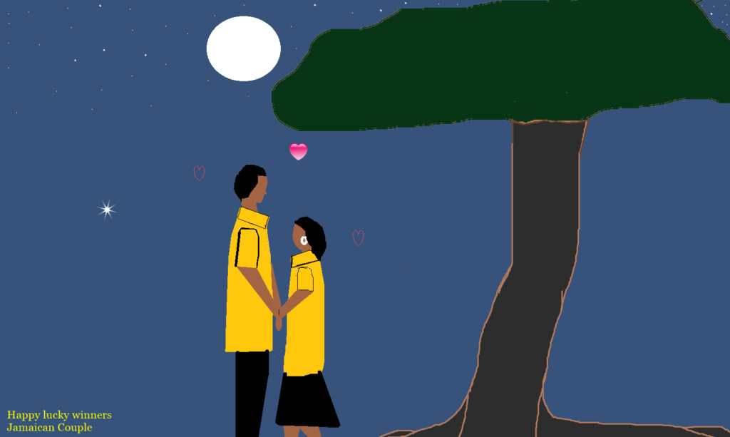 Jamaican couple hold hands underneath the moon light Jama1081