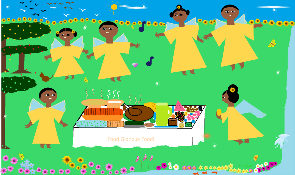 Jamaican cute little angels feast in the sunshine Jama1266