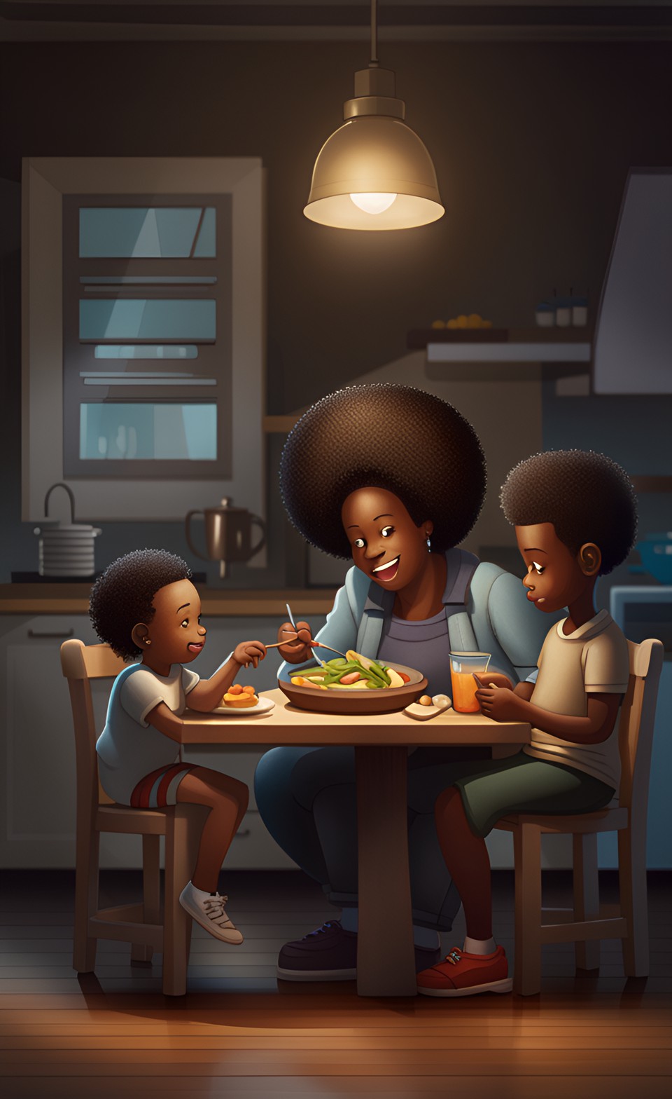 Jamaican family having dinner Jamai177