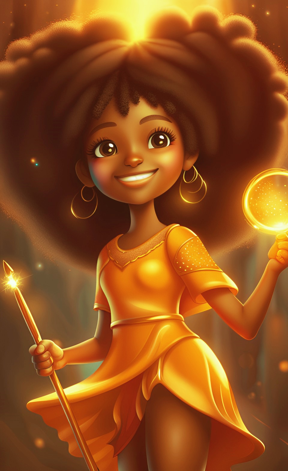 Jamaican brown fairies with afro hair holding magic wand Jamai249