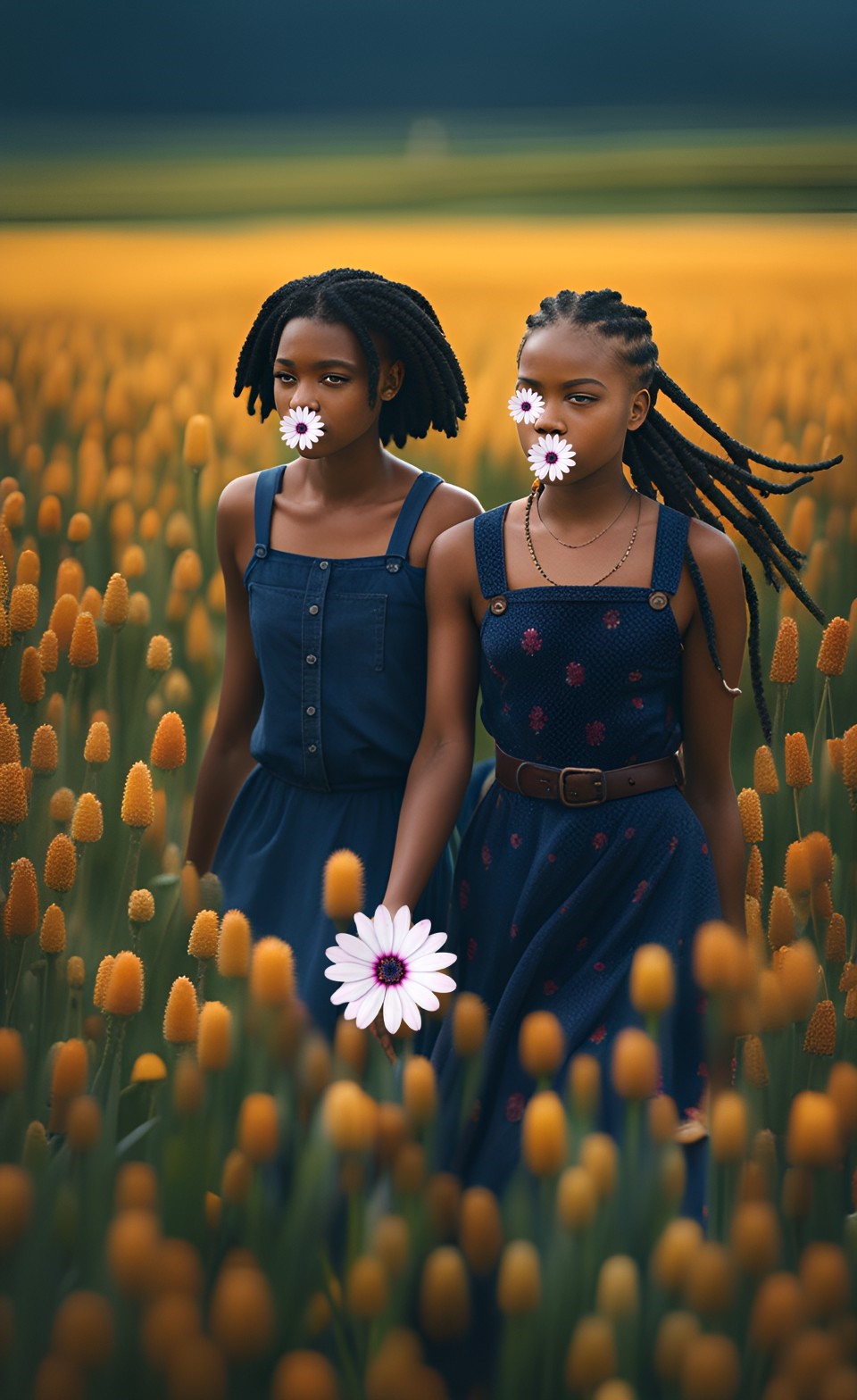 Jamaican little girls in navy blue dresses Two_li11