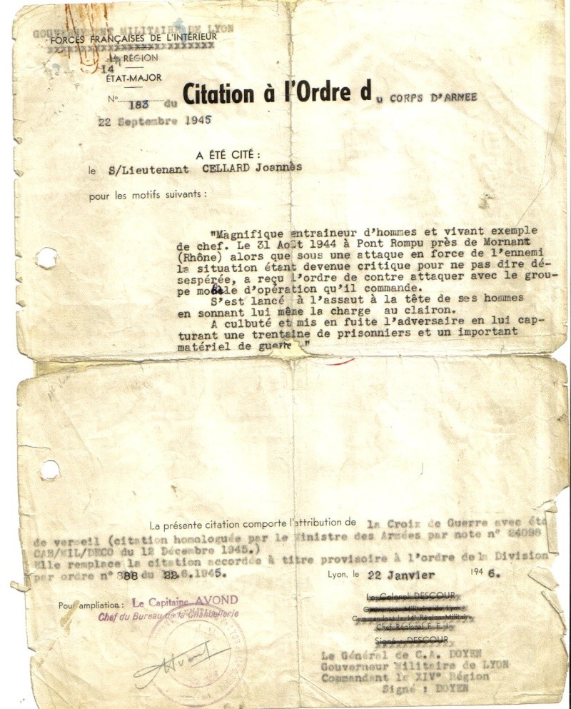 Médaille de la Croix de Guerre 1939 Citati11