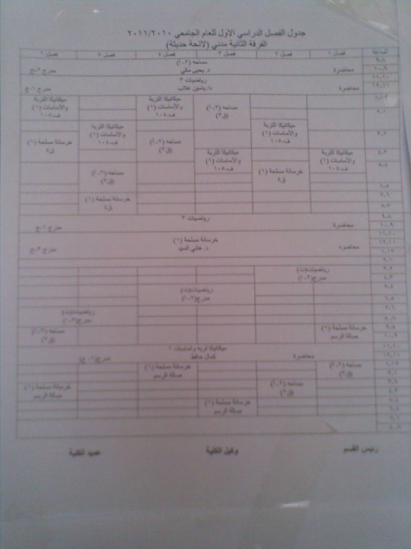 جدول محاضرات الفرقة الثانية مدني  2010 / 2011 Uuuuuu12