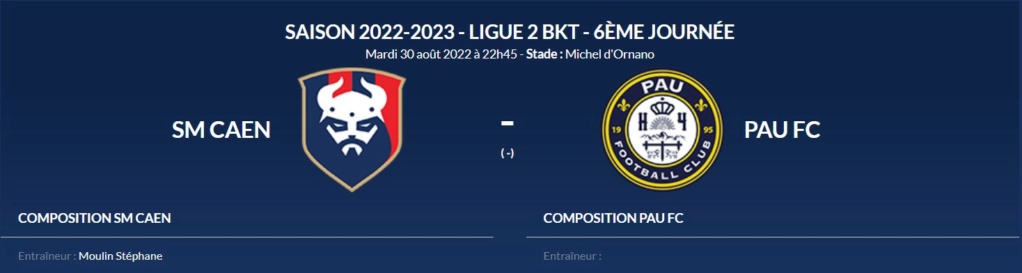 [6è journée de Ligue 2 22/23] SM Caen - FC Pau (1-1 ; 13903 spectateurs) Smc-pa12
