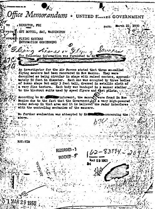 FBI Vault : La note qui prouve que les extraterrestres ont atterri à Roswell ! Fbi-ro10