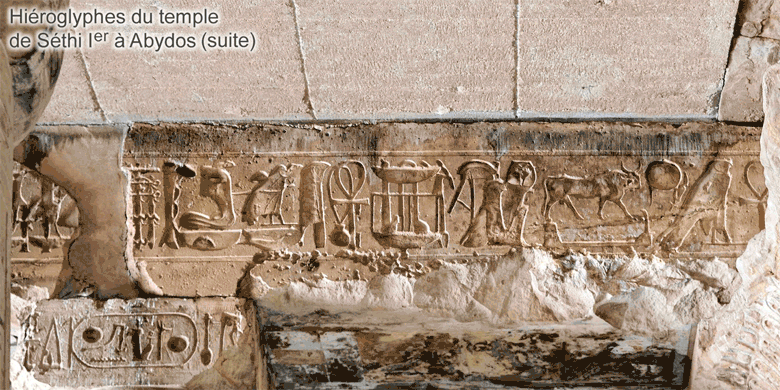 Les hiéroglyphes du temple de Séthi 1er à Abydos Suite-10