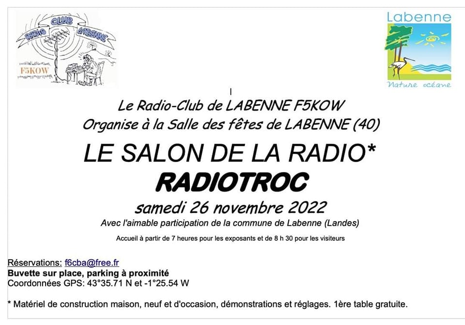Le radio-club de Labenne F5kow organise le salon Radiotroc (dpt.40) 31640910