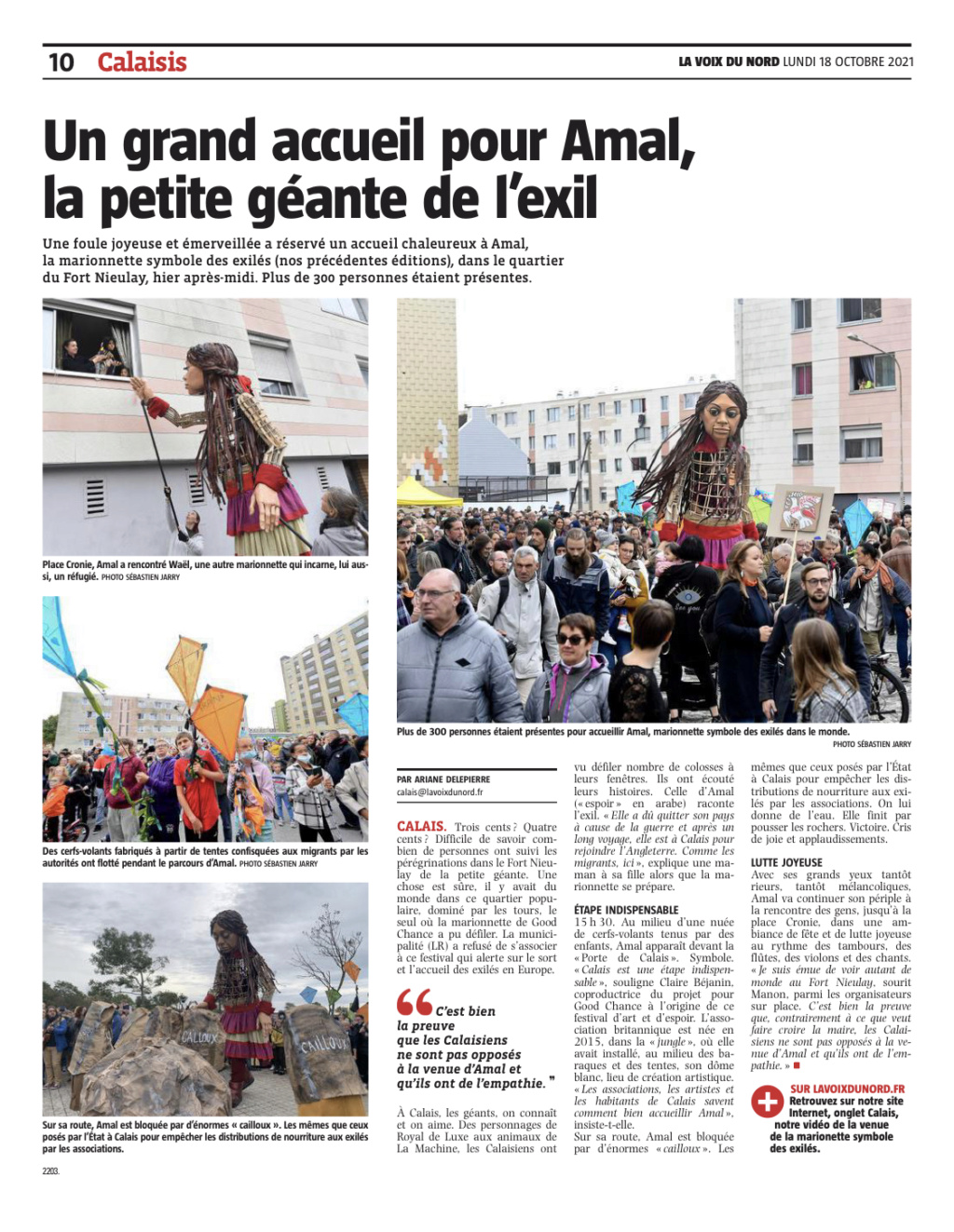 De la venue D'Amal (Espoir) à Calais : "la petite géante qui voyage à travers l'Europe" pour nous sensibiliser aux sorts des réfugiés Img_8910