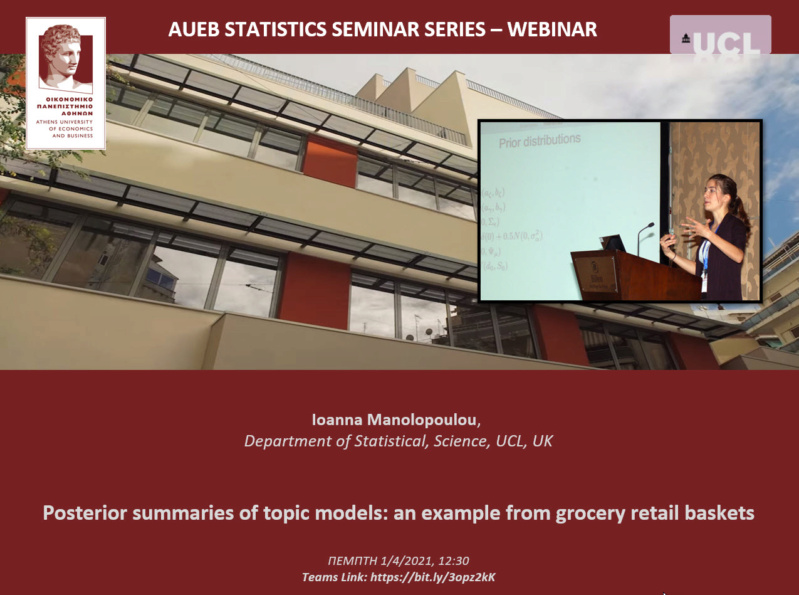 AUEB Stats Seminars 24/3/2021: Improved estimation of partially-specified models by I. Kosmidis (Univ. of Warwick) από grstats 2021-014