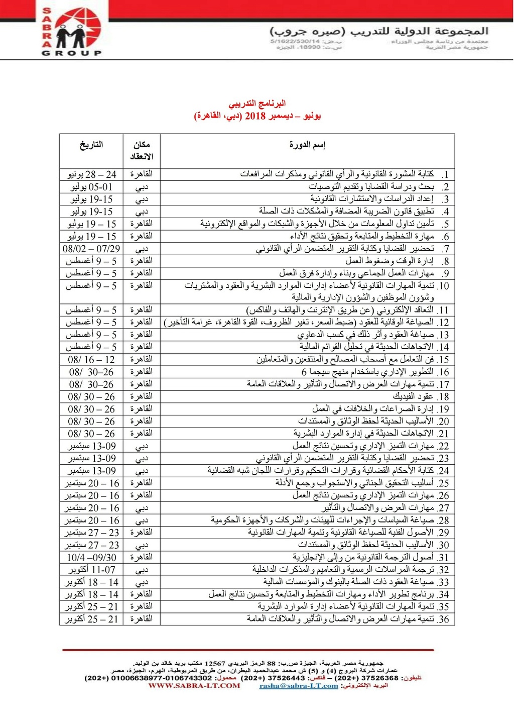 البرنامج التدريبي يوليو-ديسمبر 2018 ( دبي، القاهرة) Ooo_oa23