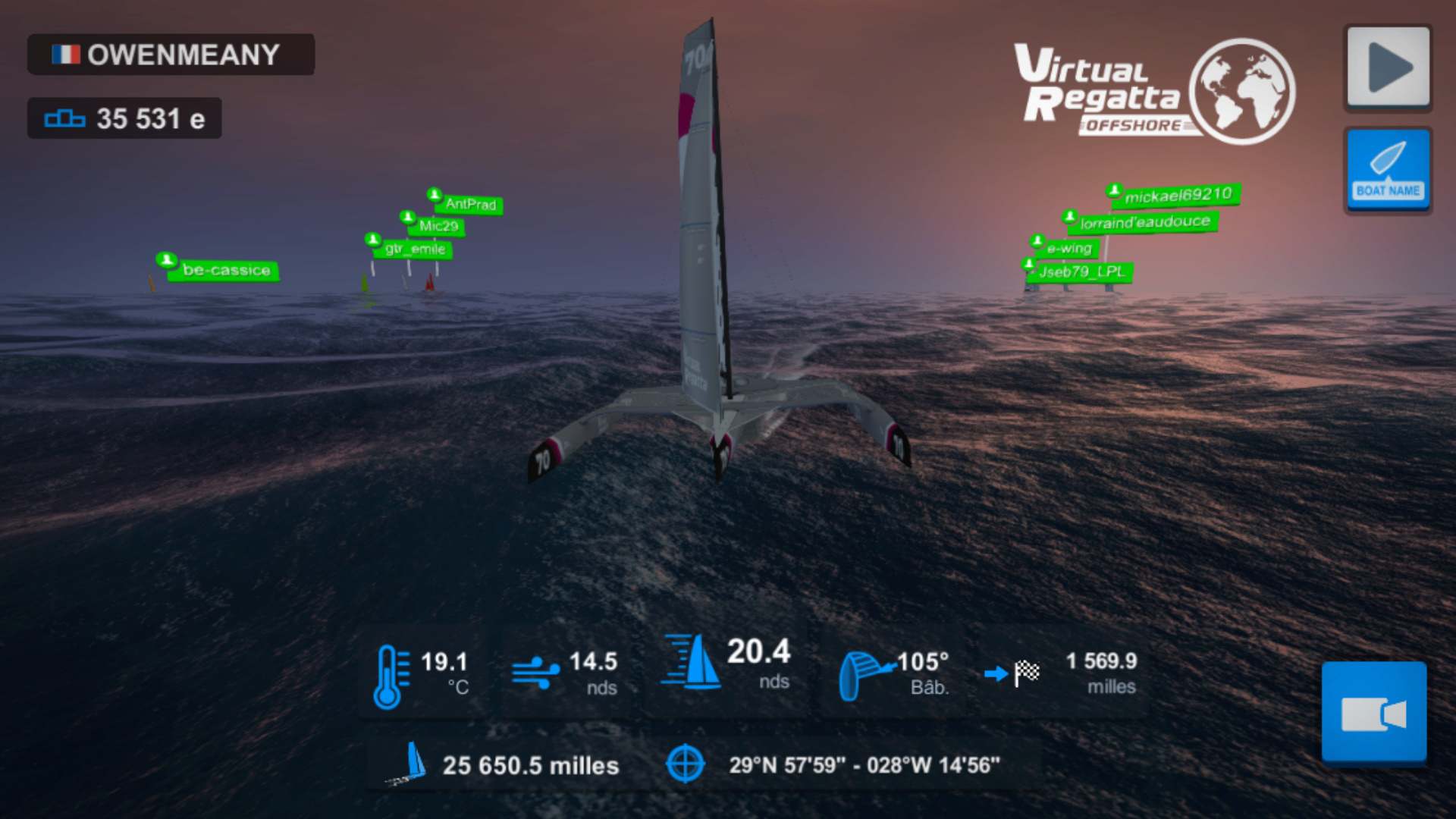 Jeu Virtual Regatta Offshore. Captur90