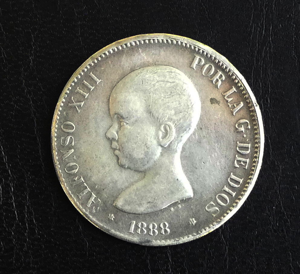 Moneda de Alfonso XIII Año 1888  *18*88 MS M  Autentificar Anvers35