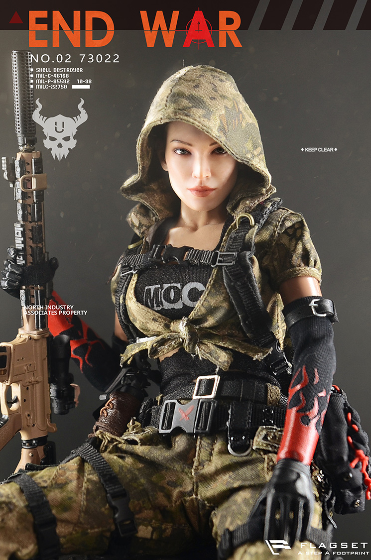flagset - NEW PRODUCT: FLAGSET female soldiers: 1 / 6 Doomsday War series END WAR Death Team - "U" Yumier + War Dog Set 73022  00225910