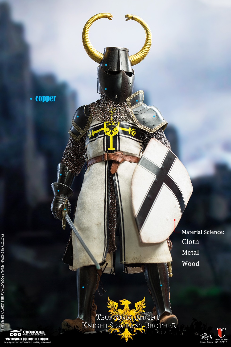 Historical - NEW PRODUCT: COOMODEL: 1/6 Empire Series-Teutonic Knights-Sergeant Major Alloy Standard Edition SE109/Pure Copper Collector's Edition SE110/Dark Horse 01114810