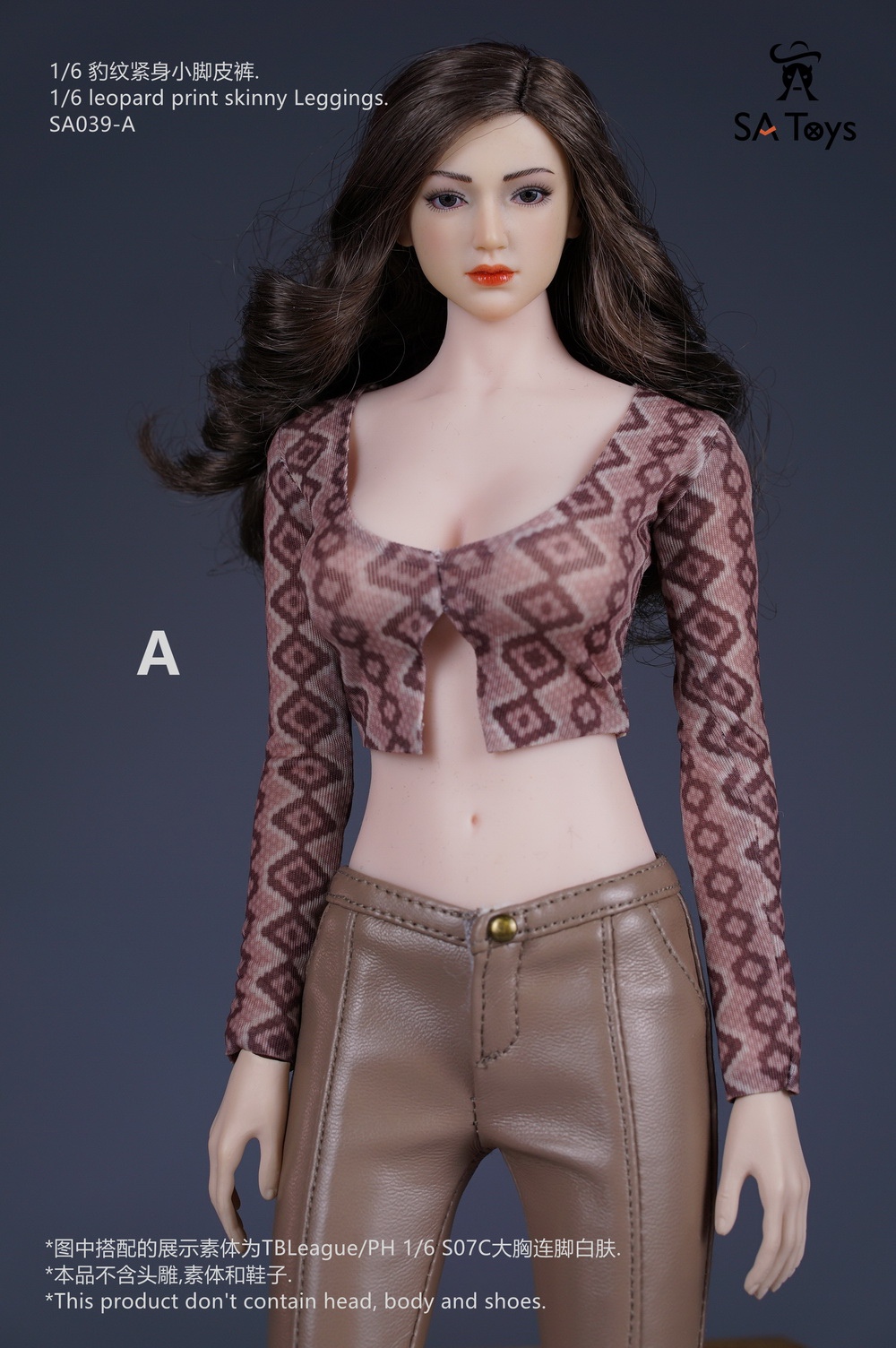 Female - NEW PRODUCT: SA Toys: 1/6 Lantern Sleeve Leather Pants, Leopard Printed Leather Pants, Printed Backless Dresses (Multiple Options) 10584812