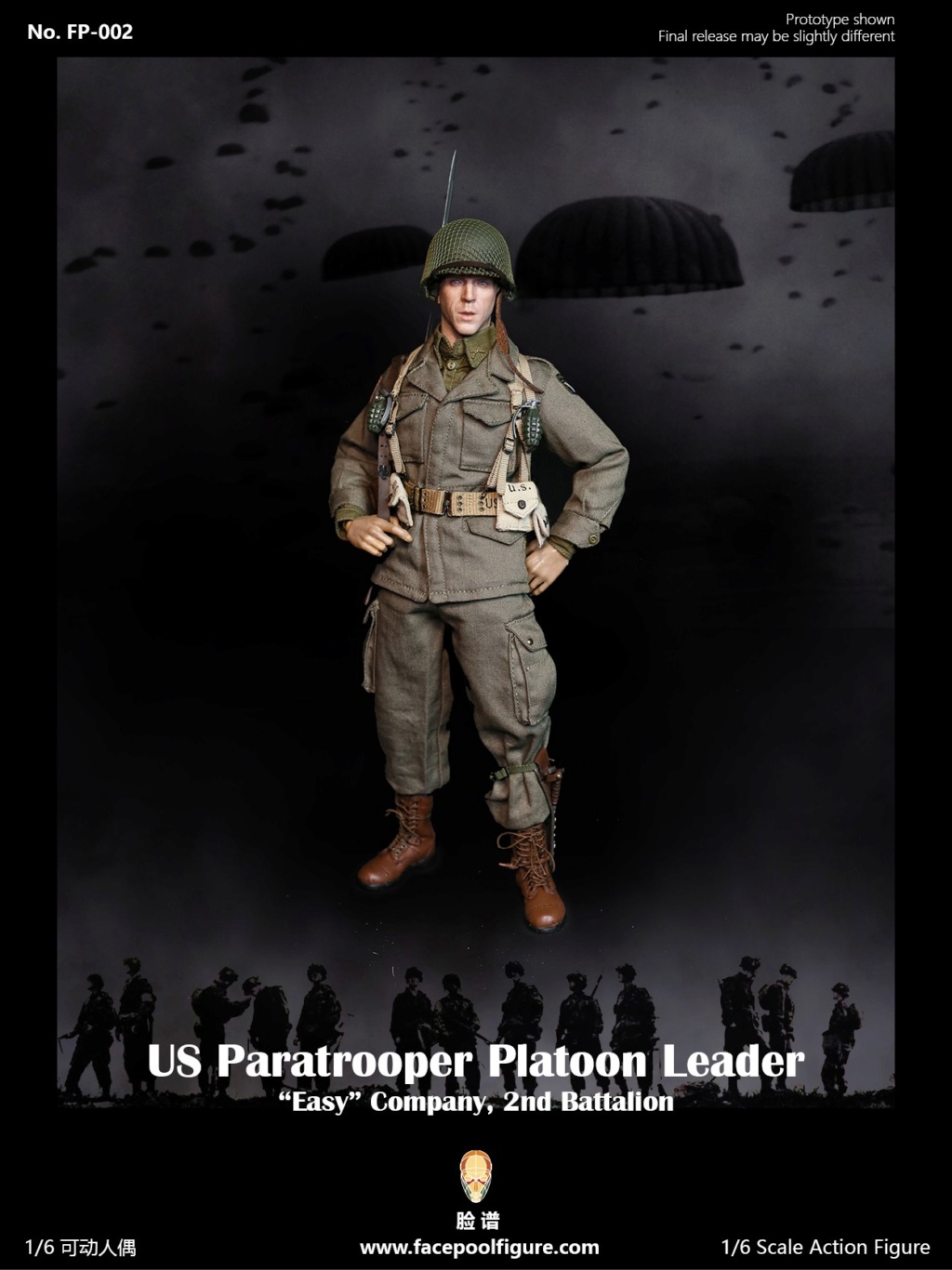 wwii - NEW PRODUCT: FACEPOOLFIGURE: 1/6 WWII US Airborne Division E Company Captain FP002# 12163010