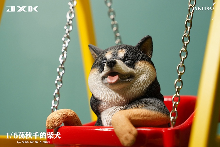 Swing - NEW PRODUCT: JXK Studio: 1/6 Shiba Inu static animal model on swing  14500612