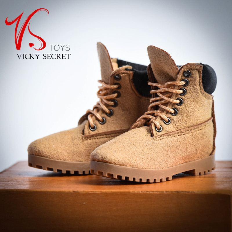NEW PRODUCT: VSTOYS New Products: 1/6 Men and women climbing boots high shoes handmade leather hollow 15183111