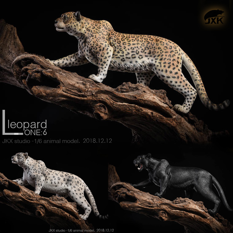 NEW PRODUCT: JXK New: 1/6 Leopard - Black Panther Jaguar Snow Leopard animal model double head carved eyes can be fluorescent 16355611