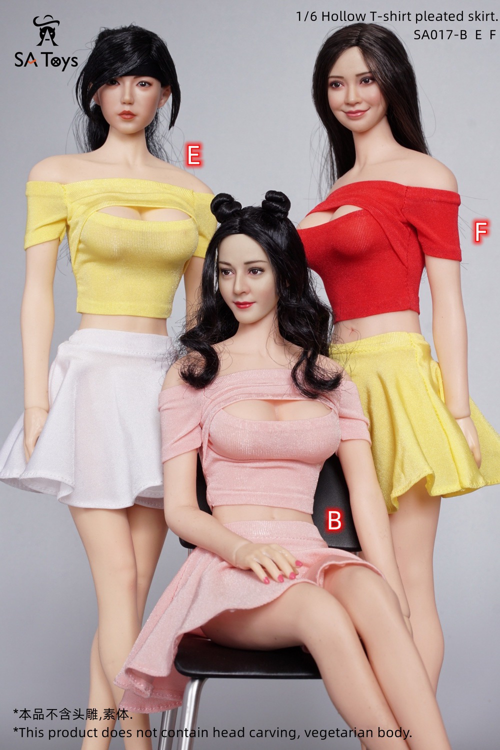 SAToys - NEW PRODUCT: SA Toys: 1/6 Personalized Poster Style Tight Dress/ Hollow T-shirt Pleated Skirt/Side Zipper Tight Skirt [Various styles available]  16560010